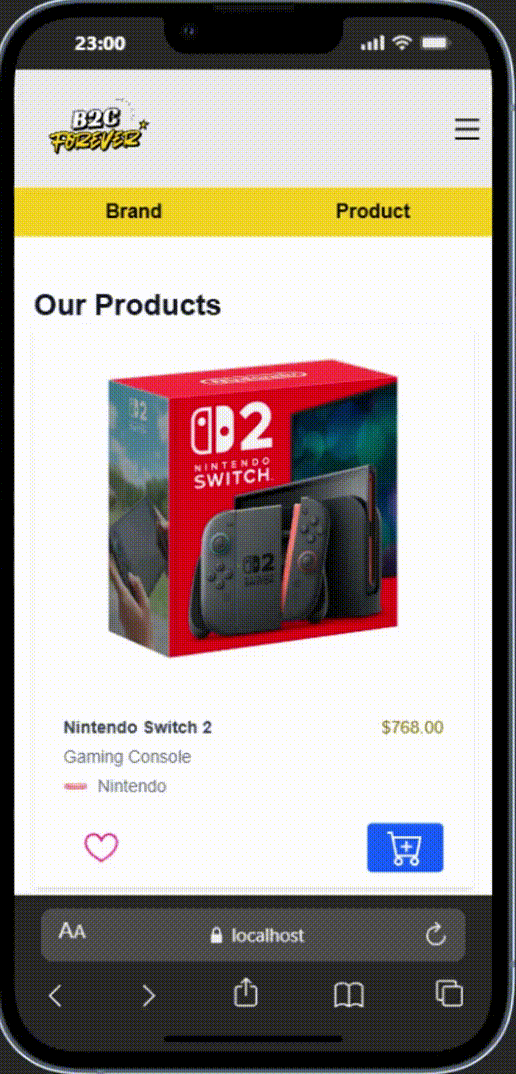 B2C Adaptable Screen Feature